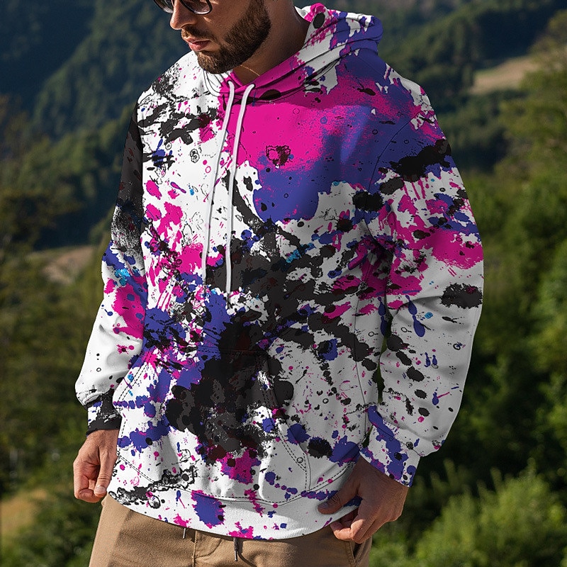 Men's Color Block Graphic Prints Graffiti Hoodie Hoodies Sweatshirt Streetwear Designer Long Sleeve Hooded Daily Sports Black And White White Print Spring &  Fall Designer4