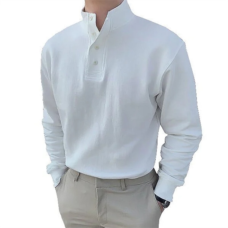 Men's Button T Shirt Henley Shirt Long Sleeve Shirt Long Sleeve Henley Spring &  Fall Plain Modern Contemporary Button-Down Vacation Casual Daily Weekend White Brown Black-Black Top Tee for Men3