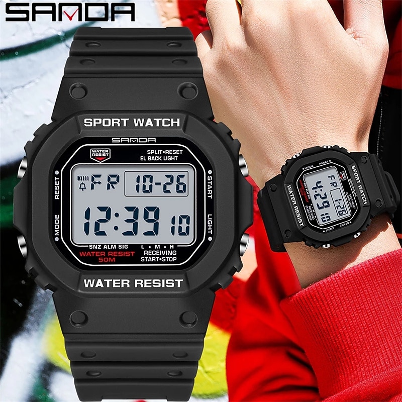 SANDA  style Digital Watch Men Luxury Brand Military Watch Fashion Men Sport Watch Alarm Stopwatch Clock Male Wrist Watch