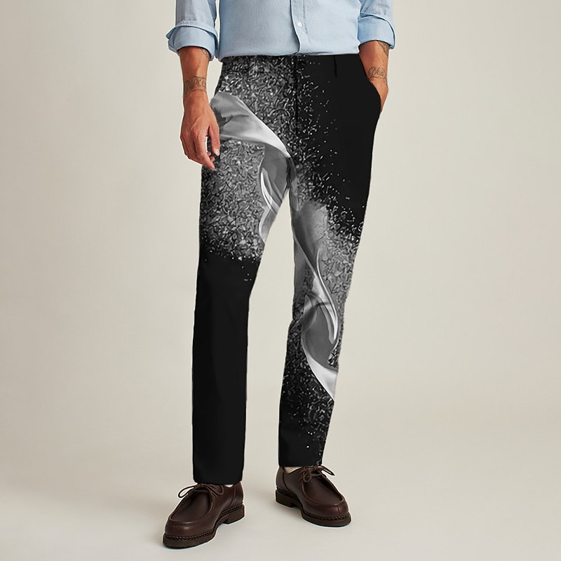 Men's Trousers Chinos Jogger Pants Pocket 3D Print Color Block Graphic Prints Comfort Business Daily Streetwear Fashion Designer Silver Gold3