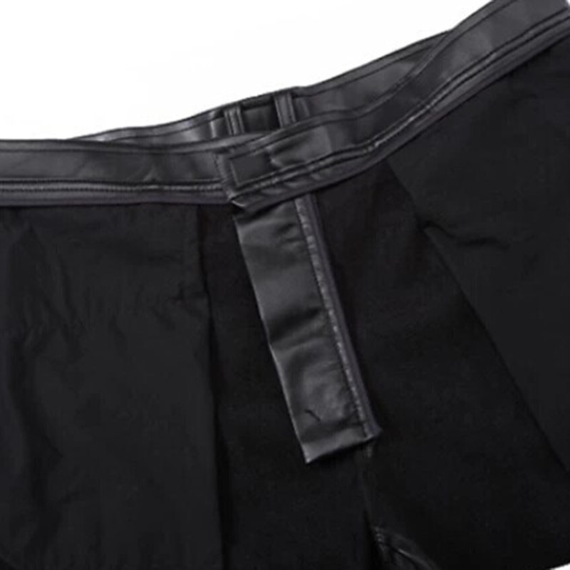 Men's Dress Pants Winter Pants Trousers Faux Leather Shorts Pocket Straight Leg Solid Colored Comfort Warm Wedding Office Business Faux Leather Streetwear Casual Black Micro-elastic4