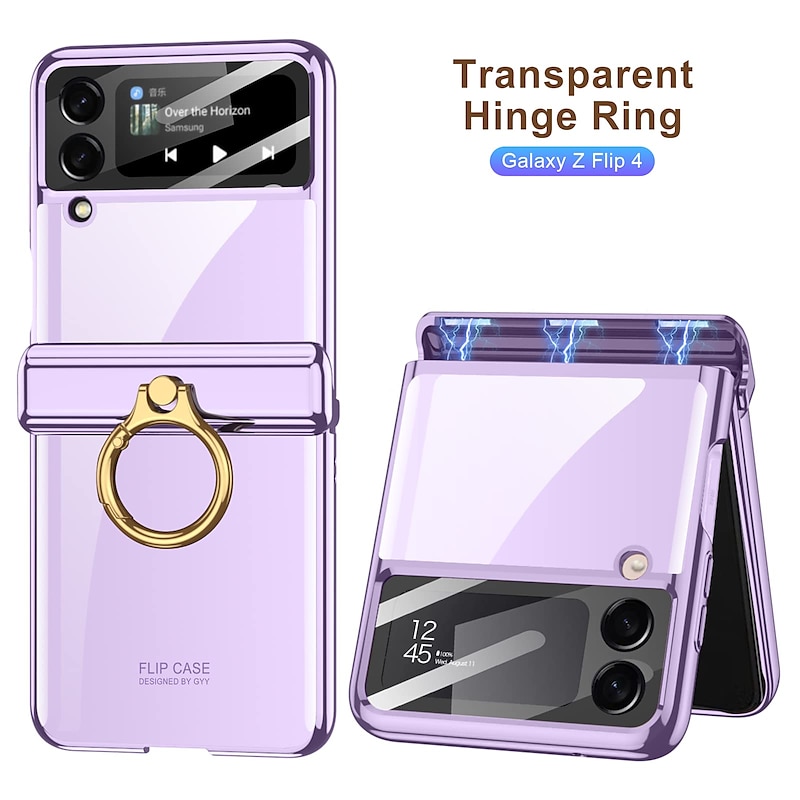 Phone Case For Samsung Galaxy Z Flip 5 Z Flip 4 Flip Ring Holder Dustproof Camera Lens Protector Solid Colored TPU3