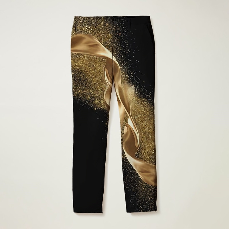 Men's Trousers Chinos Jogger Pants Pocket 3D Print Color Block Graphic Prints Comfort Business Daily Streetwear Fashion Designer Silver Gold2