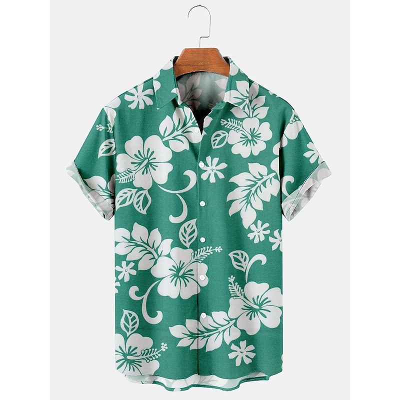 Men's Floral Tropical Flowers Shirt Summer Hawaiian Shirt Aloha Shirt Short Sleeves Shirt Turndown Tropical Fashion Hawaiian Street Casual Hawaiian Red Blue Purple 3D Print S M L3