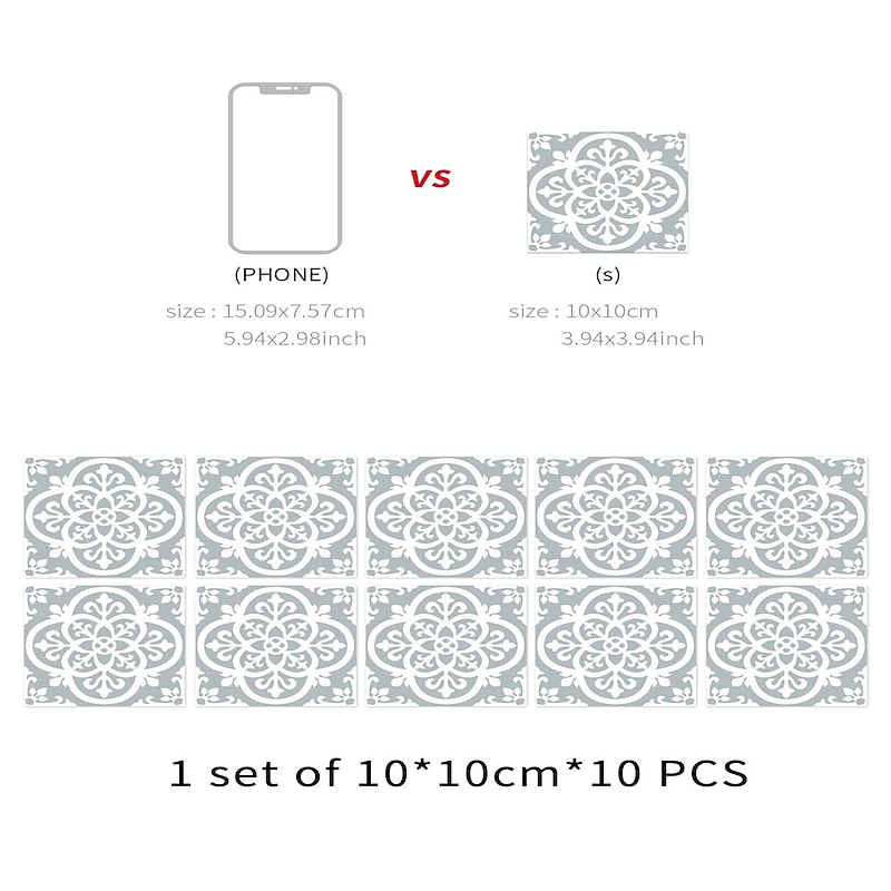 Vintage Self-Adhesive Tile Sticker Square Peel and Stick Non-Slip Waterproof Removable PVC Bathroom Kitchen Home Decor Floor Wall Stair Tile Sticker2