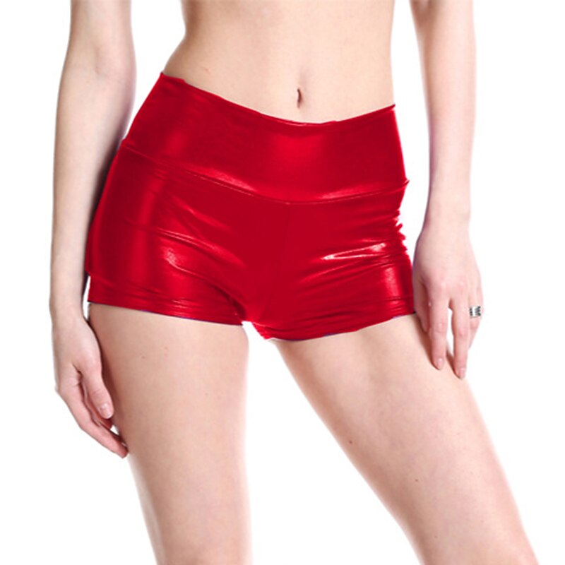 Metallic 1980s Shiny Latex Patent Shorts PU Leather Bodycon Fancy Dress Women's Carnival Costume Masquerade Party Bachelorette Party Pride Parade Adults' Shorts2