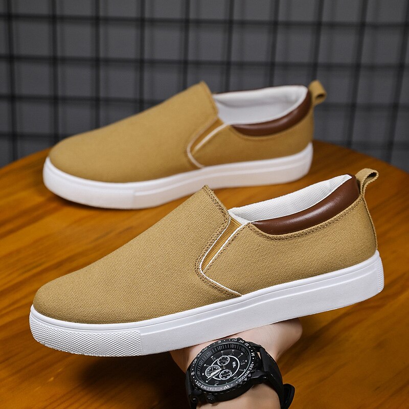 Men's Sneakers Plus Size Skate Shoes White Shoes Walking Sporty Classic Casual Outdoor Daily Canvas Breathable Loafer Black White Color Block Summer Spring 12