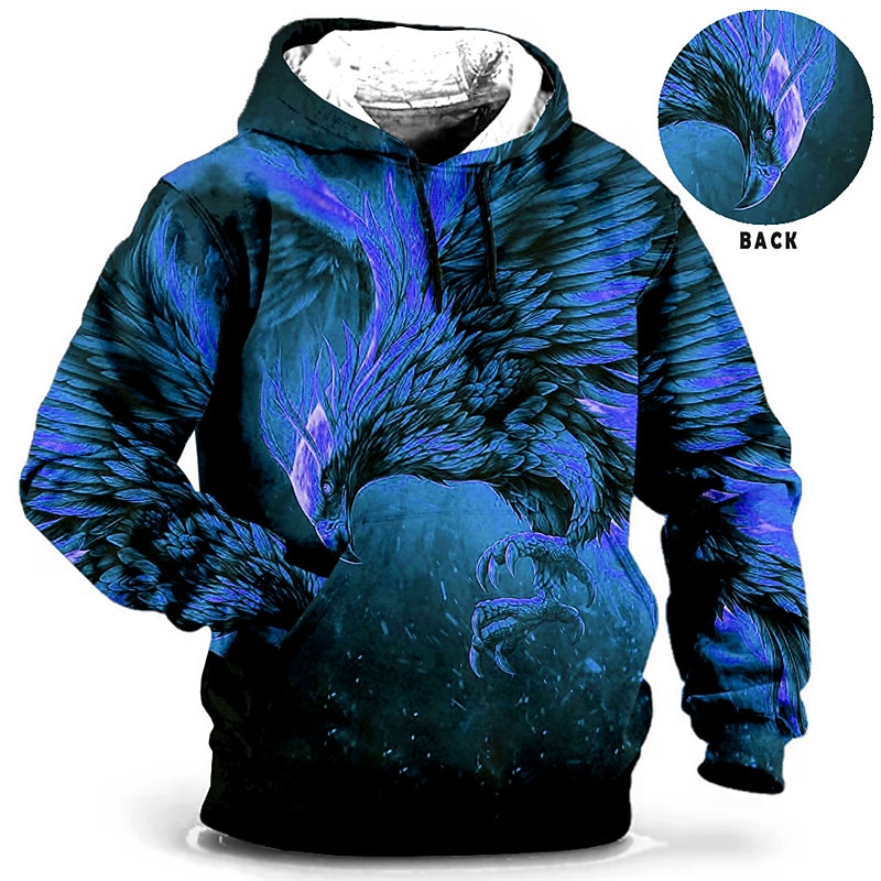 Men's Animal Graphic Prints Hoodie Hoodies Sweatshirt Streetwear Designer Long Sleeve Hooded Daily Sports Blue Purple Print Spring &  Fall Designer3
