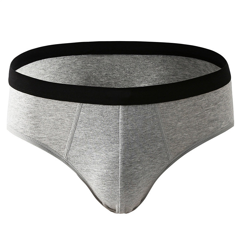 Men's 3 Pack Briefs 95% Cotton Breathable Soft Plain Mid Waist Black Red3