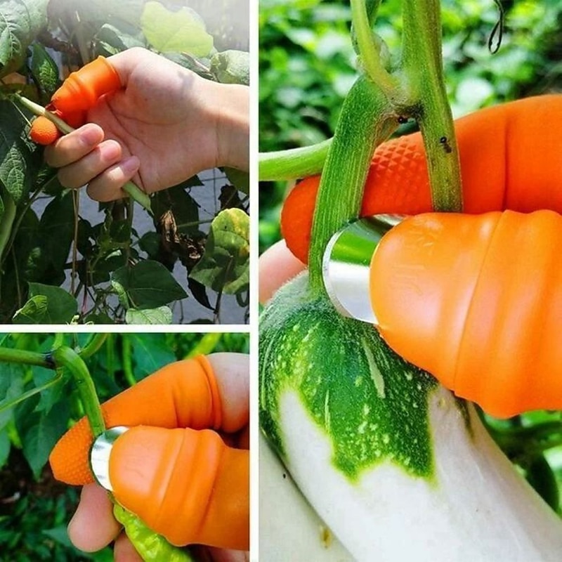 Silicone Thumb Knife Finger Protector Vegetable Harvesting Knife Plant Blade Scissors Cutting Rings Garden Gloves2