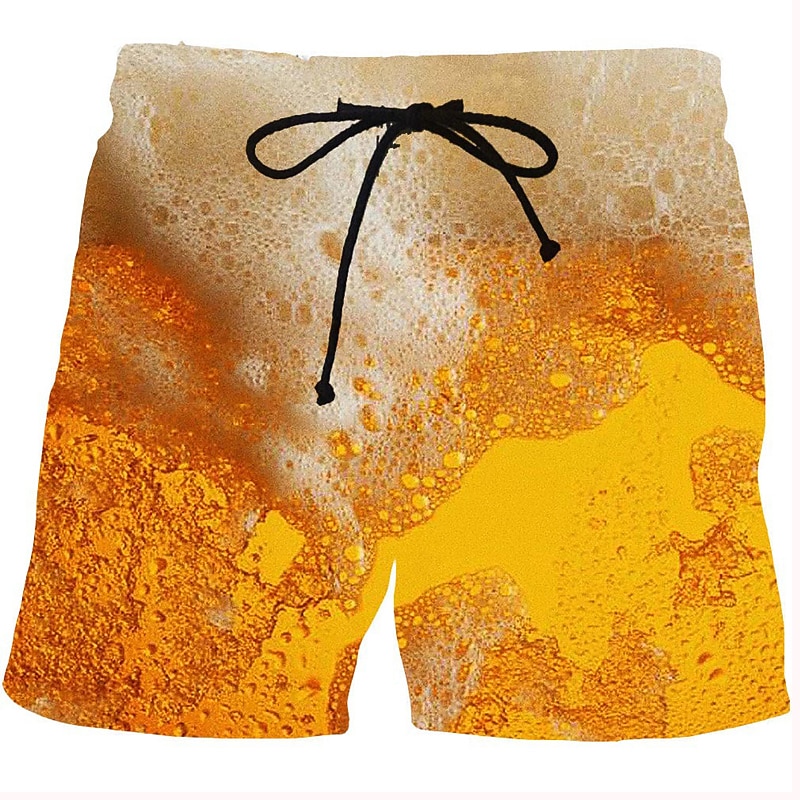 Men's Graphic Prints Beer Swim Trunks Swim Shorts Board Shorts Mid Waist Fashion Streetwear Casual Outdoor Daily Holiday Pocket Drawstring Elastic Waist Designer Clothing Apparel2