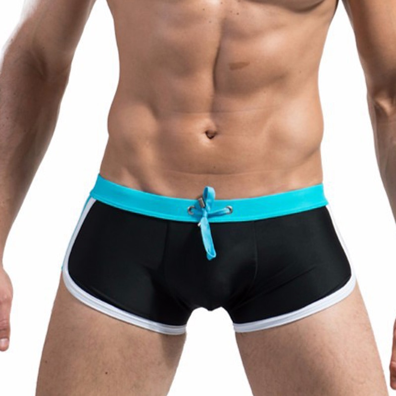 Men's Swimwear Swim Trunks Swim Briefs Drawstring Color Block Breathable Soft Stylish Simple White Yellow3