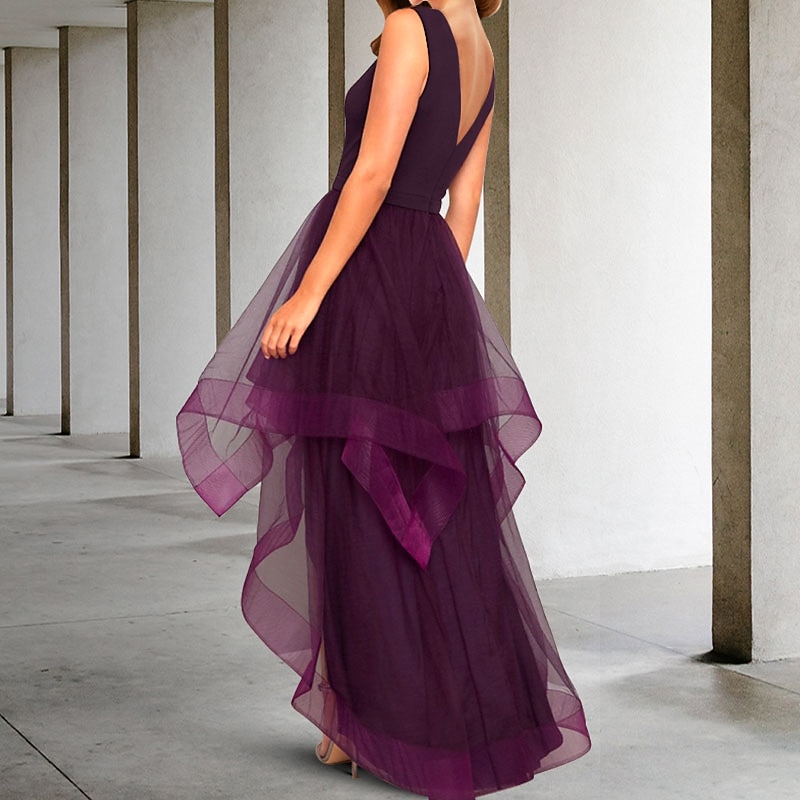 A-Line Cocktail Dresses Elegant Dress Kentucky Semi Formal Tea Length Sleeveless V Neck Fall Wedding Guest Organza with Ruched Dresses2