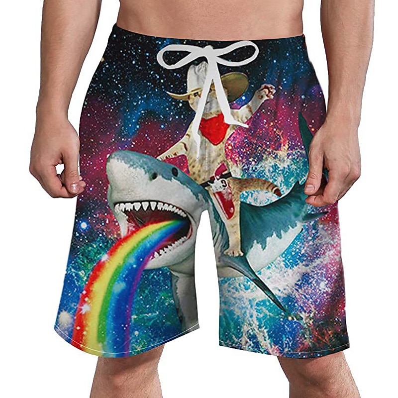 Men's Graphic Cartoon Unicorn Swimming Trunks Board Shorts Swim Shorts Mid Waist Streetwear Hawaiian Boho Casual Daily Holiday Drawstring Elastic Waist 3D Print Designer Clothing Apparel4