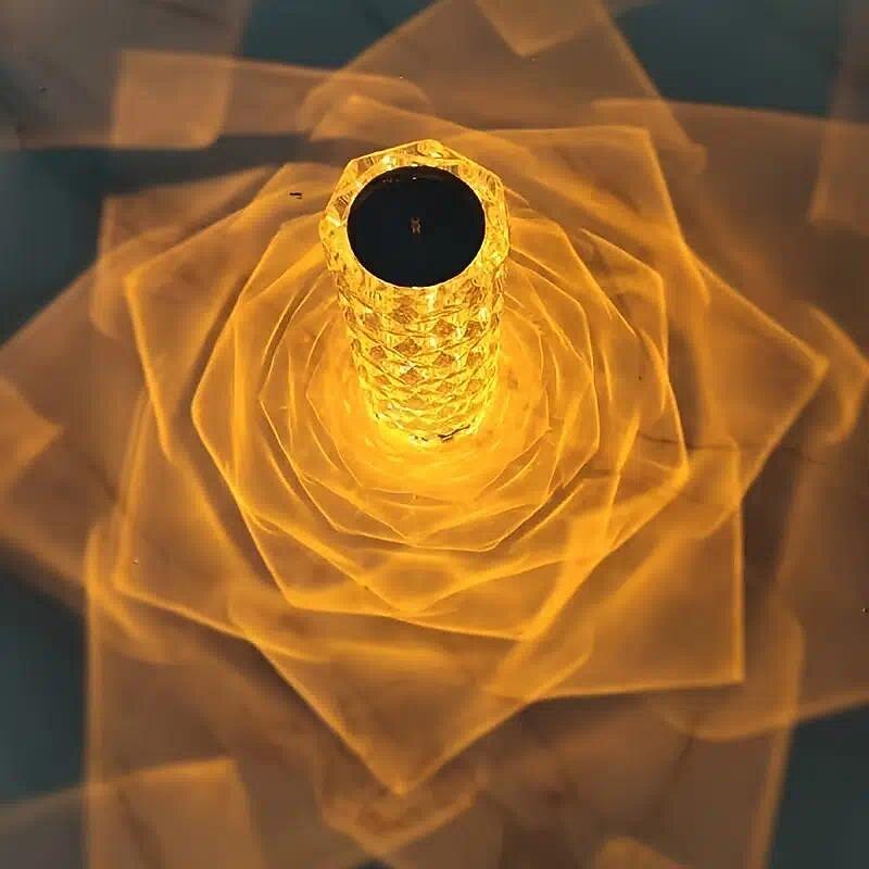 Crystal Table Lamp Rose Light LED Projector 3 Colors Touch Adjustable Romantic Diamond Atmosphere Light USB Touch Night Light For Bar, Bedroom, Christmas Valentine's Gift For Girls Lover3