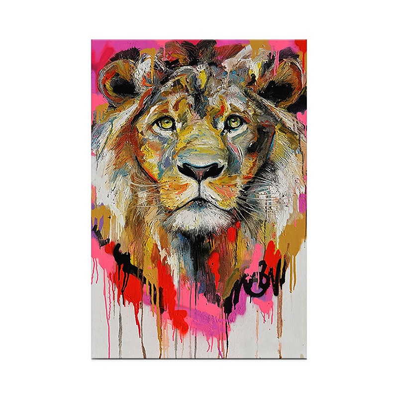 Handmade Oil Painting Canvas Wall Art Decoration Modern Animal Lion for Home Decor Rolled Frameless Unstretched Painting2