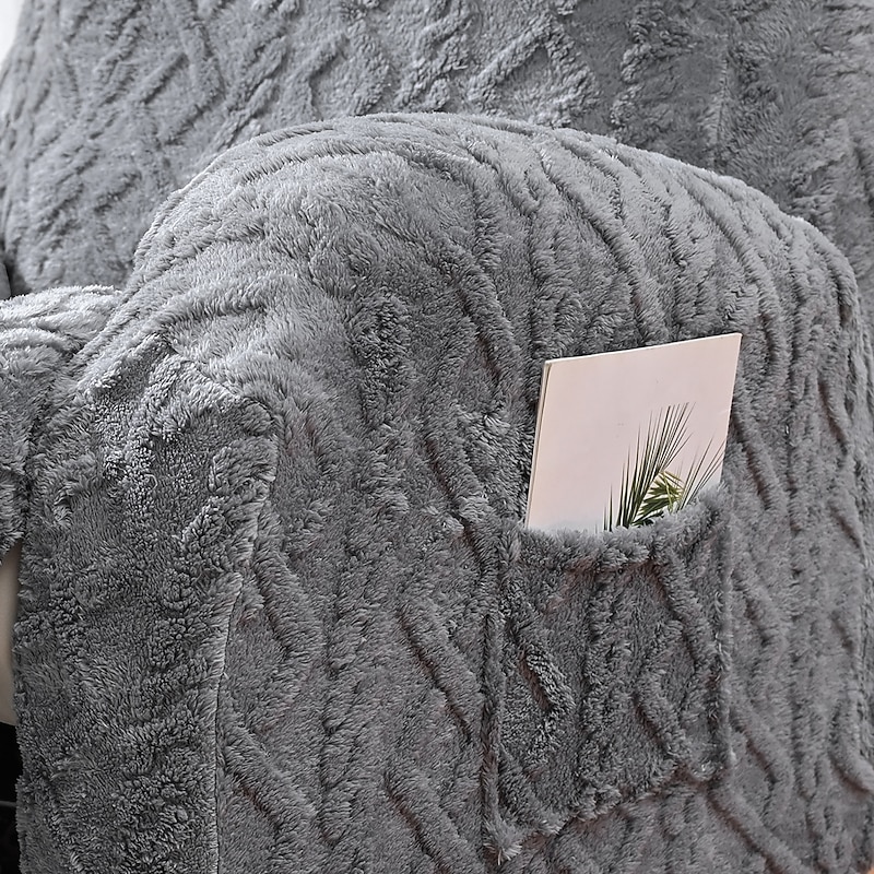 1 Seat Velvet Recliner Covers, Stretch Jacquard Reclining Chair Covers for 1 Cushion Reclining Sofa, Single Seat Recliner Couch Cover, Very Soft, Machine Washable3