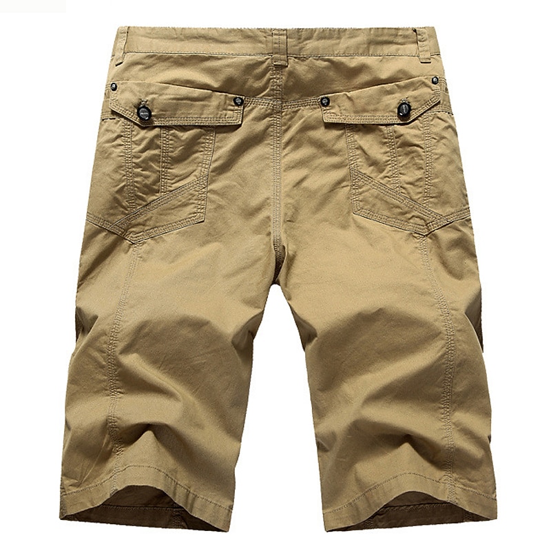 Men's Chino Shorts Bermuda shorts Work Shorts Pocket Plain Knee Length Outdoor Daily Going out Cotton Blend Fashion Streetwear Green Khaki Micro-elastic3