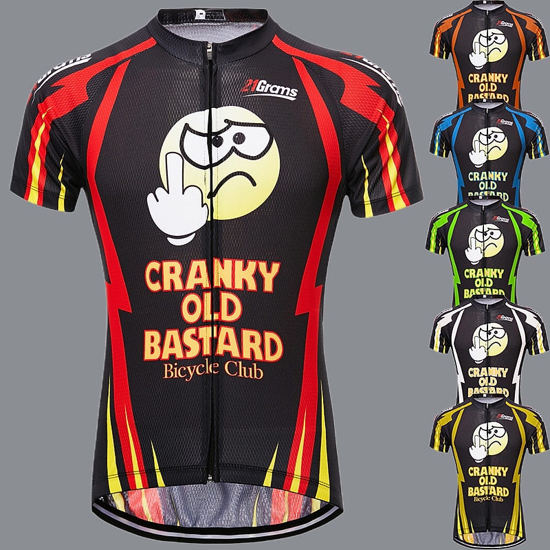 Men's Cycling Jersey Patterned Novelty Funny Short Sleeve Bike Jersey Top with 3 Rear Pockets Mountain Bike MTB Road Bike Cycling UV Resistant Quick Dry Back Pocket Moisture Wicking Sports Green