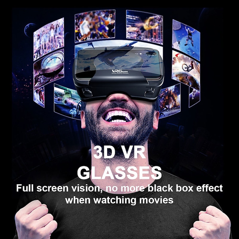 3D VR Glasses Virtual Reality 3D VR Headset Smart Glasses Helmet for Smartphones Cell Phone Mobile 7 Inches Lenses Binoculars with Controllers2