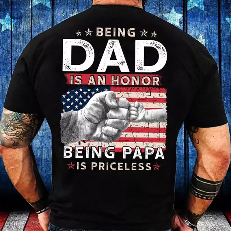 Men's Short Sleeve Graphic T-Shirt: 'Dad is Honor, Papa is Priceless' Family & Grandfather Gift2