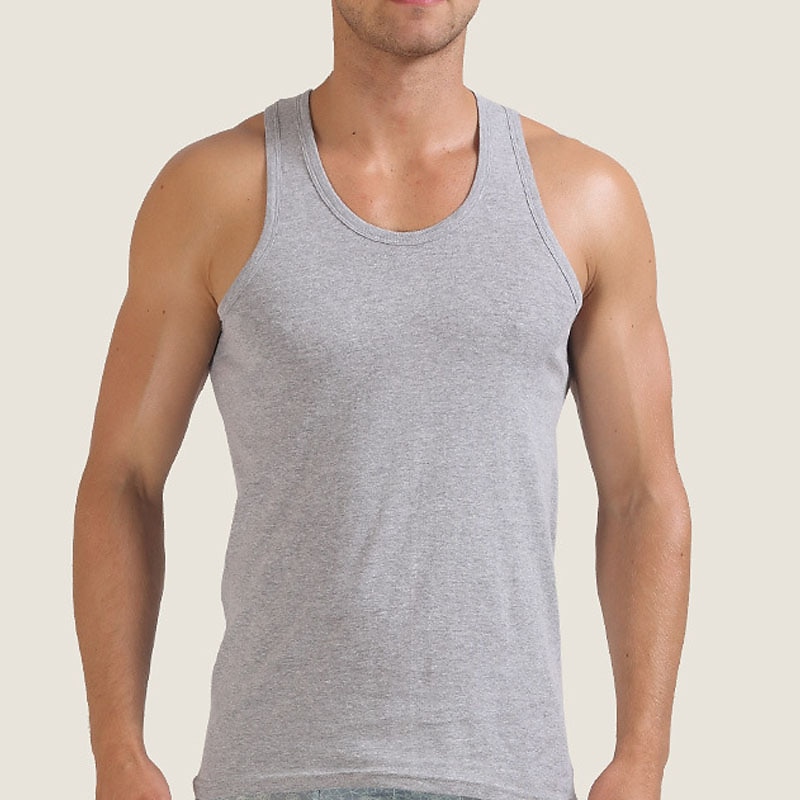 Men's Tank Top Vest Top Undershirt Sleeveless Shirt Sleeveless Crewneck Summer Spring Plain Fashion Streetwear Modern Contemporary Sport Indoor Casual Daily White Gray Top Tee for Men