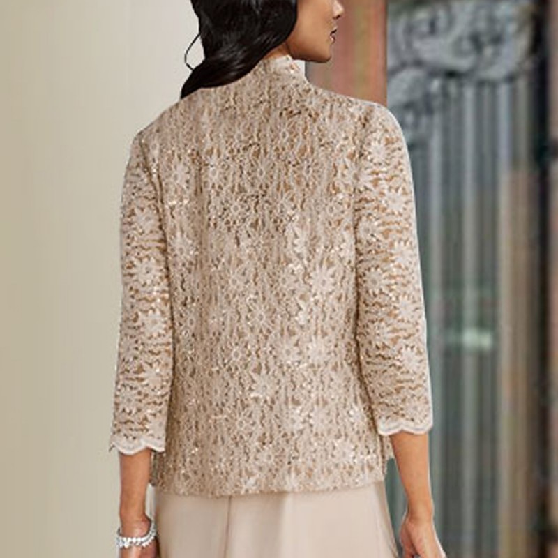 Shawl & Wrap Wedding Guest Women's Wrap Mother's Wraps Pure Elegant Sun Protection 3/4 Length Sleeve Lace Fall Wedding Wraps With Pure Color For Party Evening All Seasons2