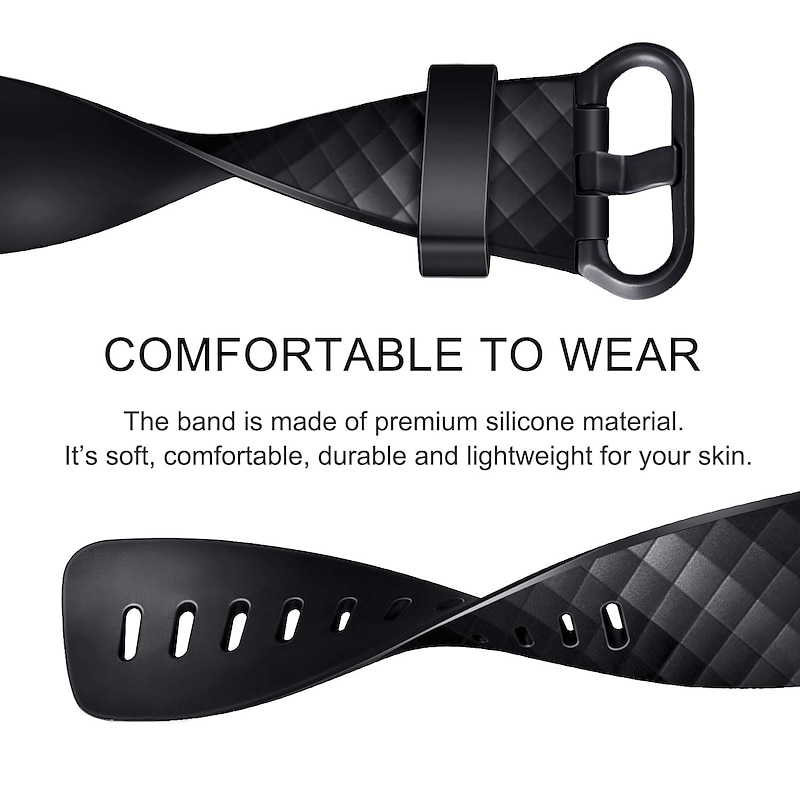 3 Pack Watch Band for Fitbit Charge 4 / Charge 3 / Charge 3 SE Silicone Replacement  Strap Soft Elastic Breathable Sport Band Wristband2