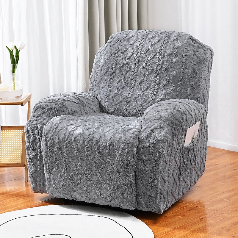 1 Seat Velvet Recliner Covers, Stretch Jacquard Reclining Chair Covers for 1 Cushion Reclining Sofa, Single Seat Recliner Couch Cover, Very Soft, Machine Washable2