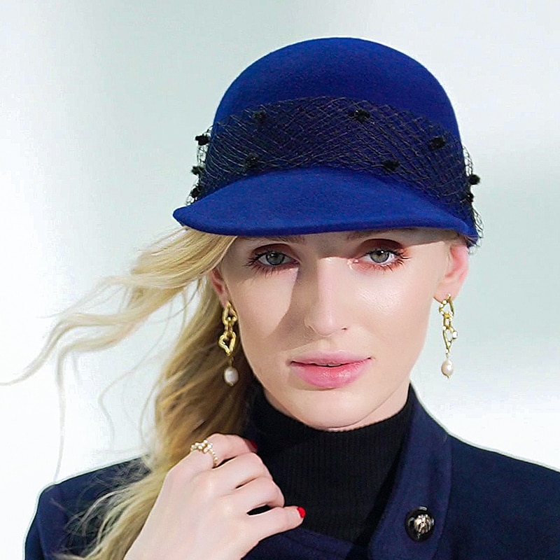 Vintage Style Elegant 100% Wool / Organza Hats / Headwear with Cap / Solid / Tulle 1pc Special Occasion / Party / Evening Headpiece Christmas/ Special Occasion / Office & Career / Casual / Graduation