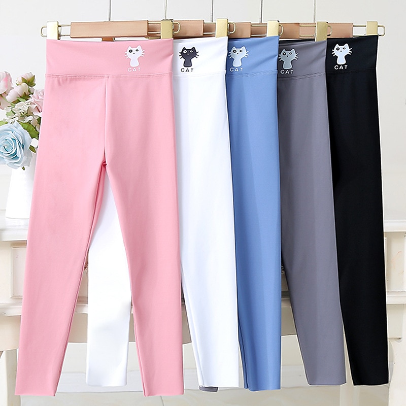 Kids Girls' Fleece Lined Leggings Animal Active Outdoor 7-13 Years Winter Black White Pink