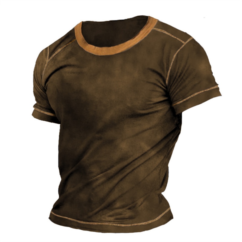 Men's T Shirt Short Sleeves Crew Neck Summer Plain / Solid Designer Basic Modern Contemporary Vacation Street Going out Black Brown Grey Top Tee for Men2
