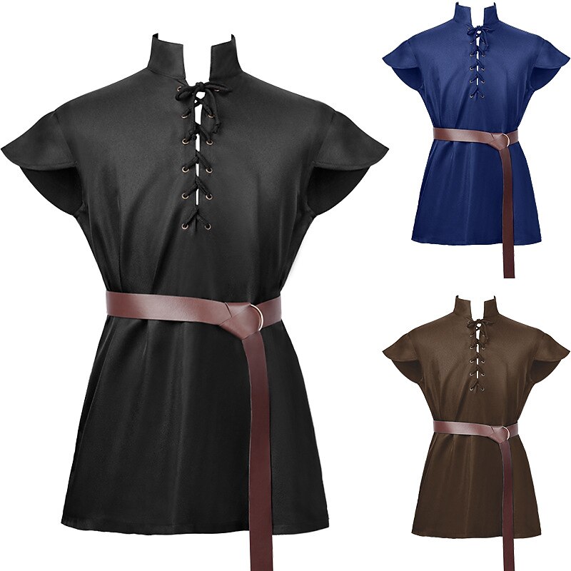 Retro Vintage Medieval 17th Century Blouse / Shirt Cosplay Costume Masquerade Pirate Warrior Viking Fancy Dress Men's Viking Fantasy Halloween Carnival Masquerade Event / Party Adults' Shirt