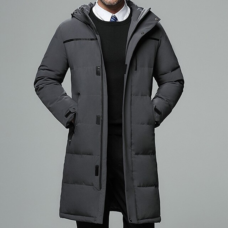 Men's Winter Coat Down Jacket Puffer Jacket Parka Outdoor Business Camping & Hiking Long Casual Daily Casual Windproof Warm Winter Pure Color Black Brown Gray Puffer Jacket