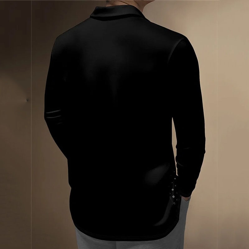 Men's Geometric Polo Shirts Golf Shirt Long Sleeve Polo Shirts Collared Shirts Casual Vacation Wear Formal Wear Festival Wear 3D Print Buttons Black Yellow Blue2