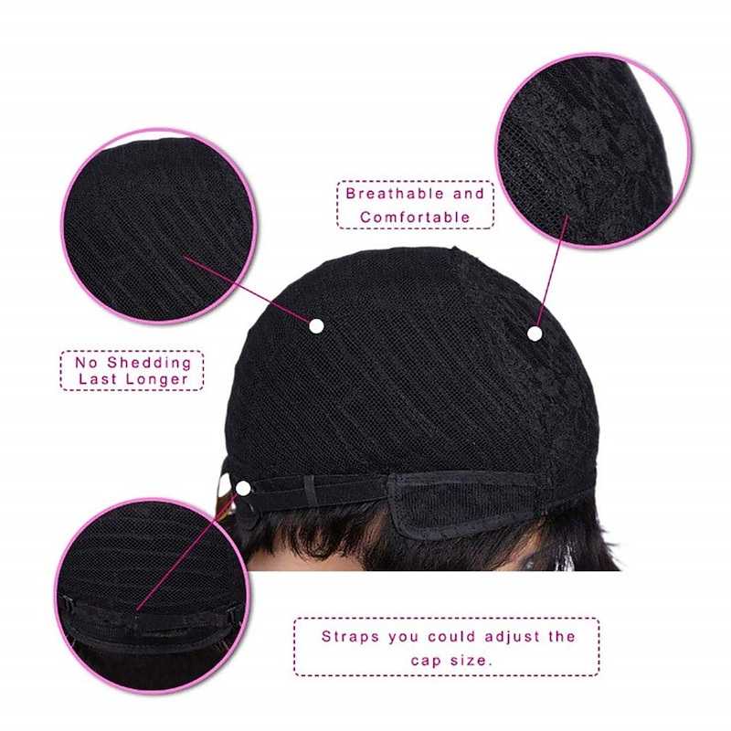 Short Curly Pixie Cut Wigs with Bangs Wine Red Color Short Human Hair Wigs for Black Women Cute Daily Wear Wig Burgundy 99J Color2