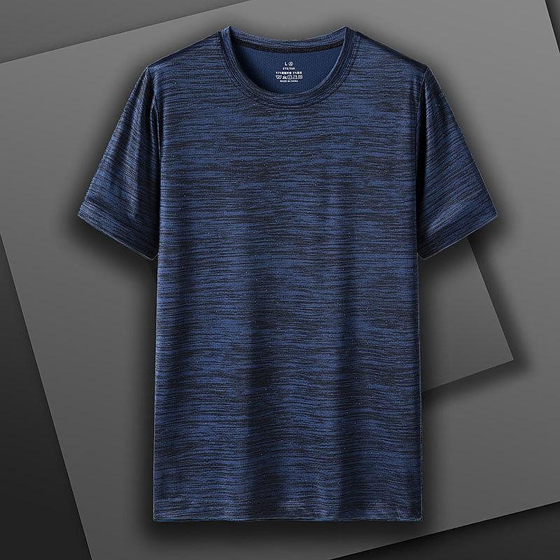 Men's T Shirt Moisture Wicking Shirts Short Sleeve Round Neck Summer Spring All Seasons Solid / Plain Color Sporty Sportswear Outdoor Daily Wear Blue Light Grey Dark Blue Top Tee for Men