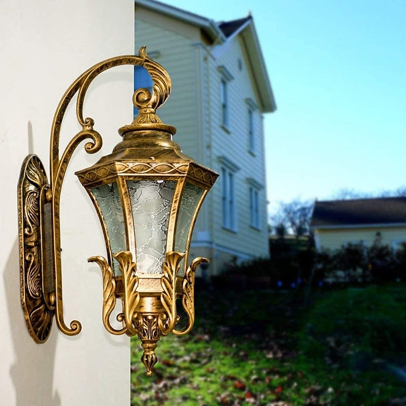 LED Wall Sconce Lighting Fixture Antique Wall Sconce Lantern External Waterproof Rustproof Aluminum Glass Lantern Wall Lamp Lantern Courtyard Garden Balcony Villa Decorative Lights4