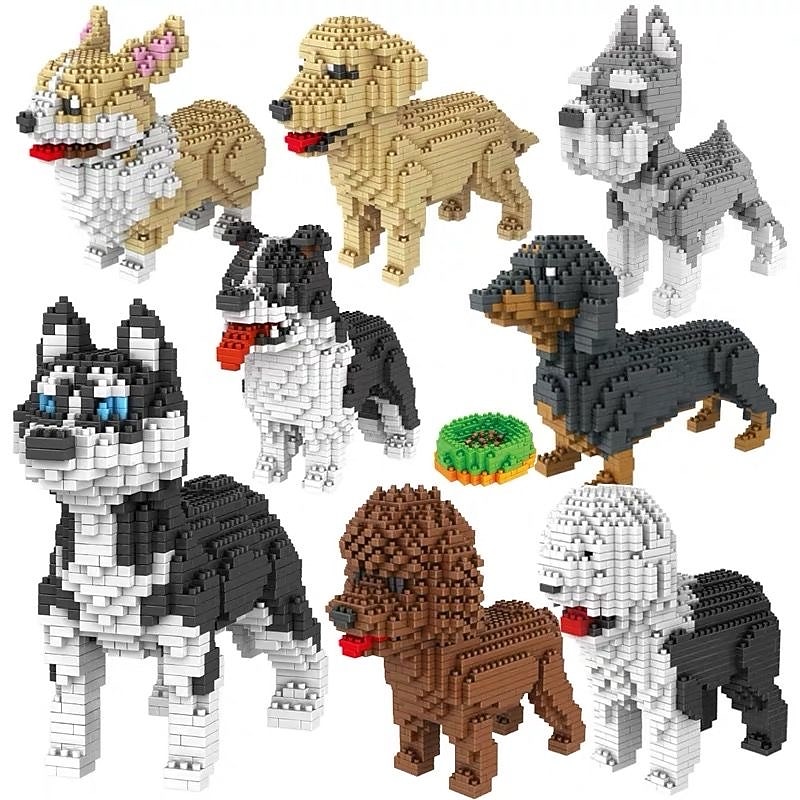 Building Blocks Toys Dog series 800+ pcs Ages 14 and Up Micro Drill Small Particle Building Block Assembly Diy Toy For Children