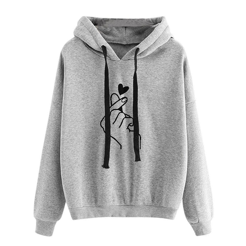 Women's Hoodie Sweatshirt Pullover Basic Graphic Street Casual Hoodie Drawstring Long Sleeve Black Yellow Pink Red Grey Fall & Winter4