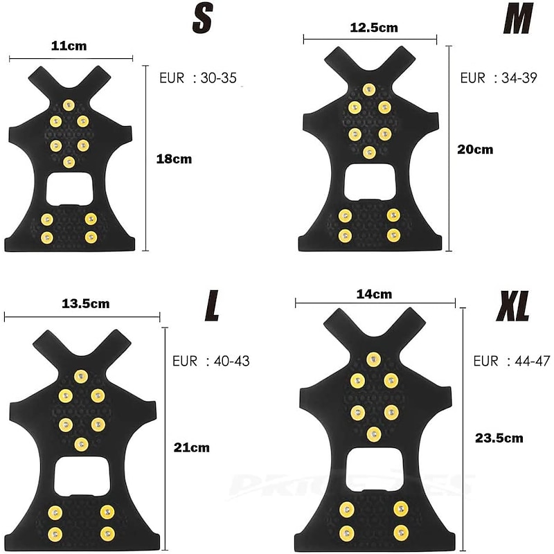Ice & Snow Grips Cleat Over Shoe/Boot Traction Cleat Rubber Spikes Anti Slip 10 Steel Studs Crampons Slip-on Stretch Footwear2