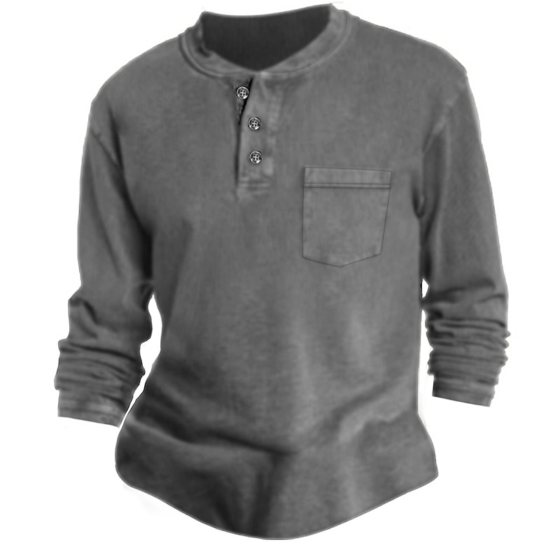 Men's T shirt Tee Henley Shirt Long Sleeve Shirt Plain Crew Neck Street Daily Long Sleeve Button-Down Clothing Apparel Fashion Designer Casual Comfortable4