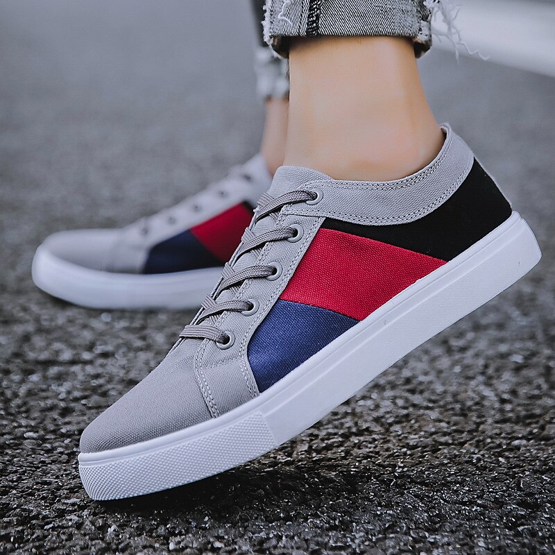 Men's Sneakers Plus Size Skate Shoes White Shoes Walking Sporty Classic Casual Outdoor Daily Canvas Breathable Loafer Black White Color Block Summer Spring 8