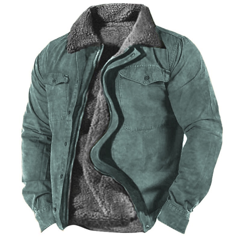 Men's Winter Coat Winter Jacket Work Jacket Daily Wear Vacation Durable Casual / Daily Pocket Spring Fall Solid / Plain Color Warm Ups Comfort Turndown Regular Brown Green khaki Jacket3