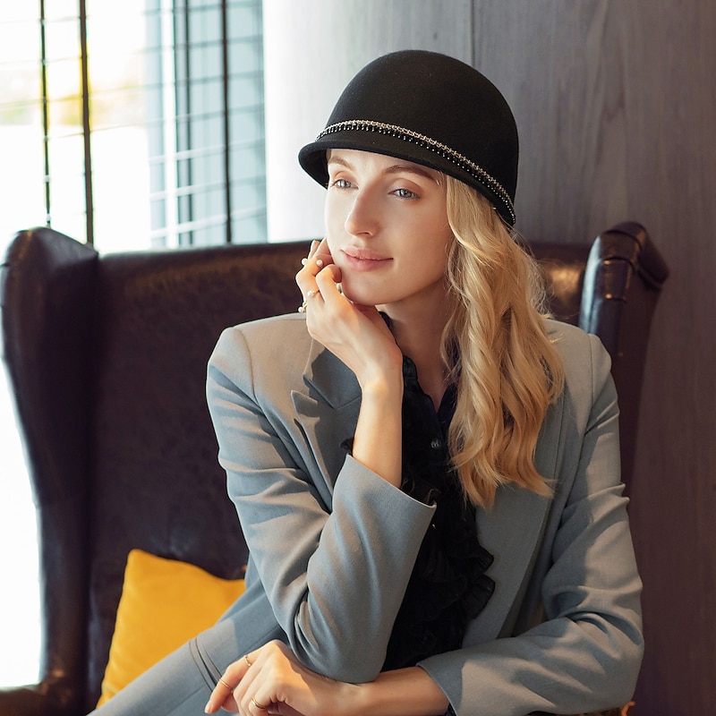 Hats 100% Wool Fedora Hat Casual Horse Race Vintage British With Acrylic Jewels Cap Headpiece Headwear4