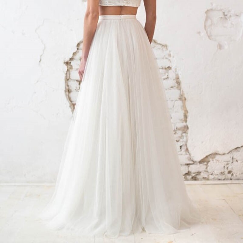 Beach Wedding Beach Casual Wedding Dresses A-Line Separates Separates Floor Length Tulle Bridal Skirts Bridal Gowns With Solid Color4