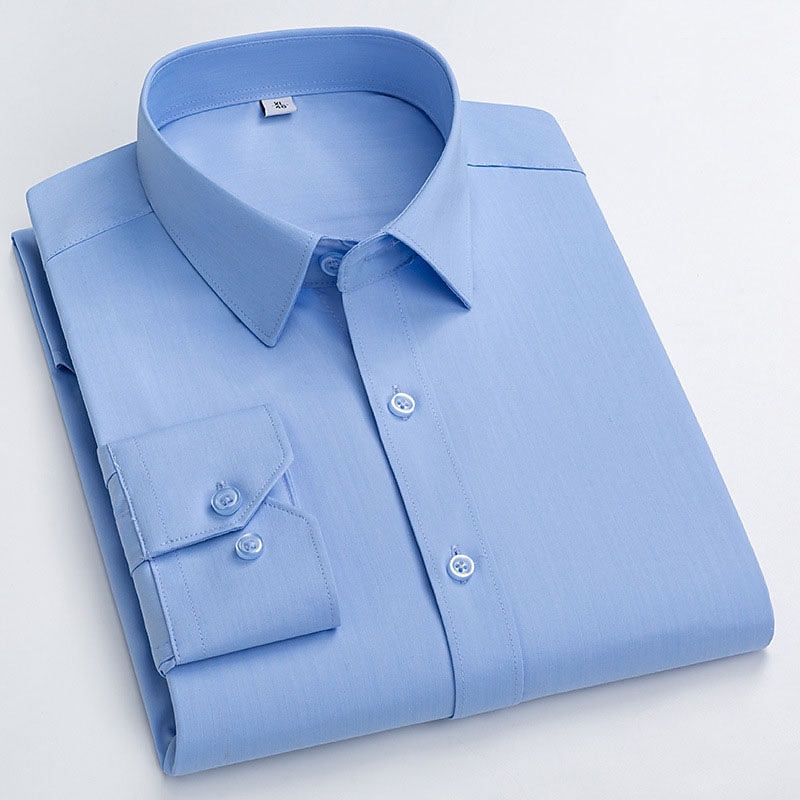 Men's Dress Shirt Wrinkle Resistant Solid / Plain Color Wedding Black White Light Green Wine Long Sleeve Turndown Spring &  Fall Clothing Apparel4