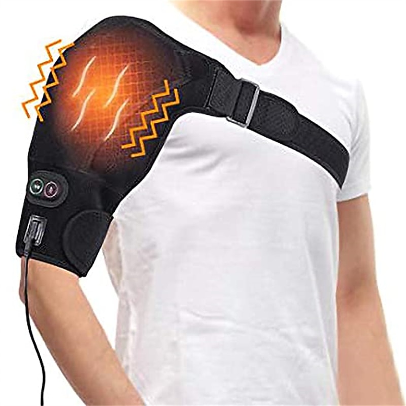 Heated Massage Shoulder Brace With 3 Vibration And Heating Settings Supports Adjustable Heated ShoulderPads for Rotating Cuffs Freezing Shoulder Dislocation Or musclePain Relief Supports