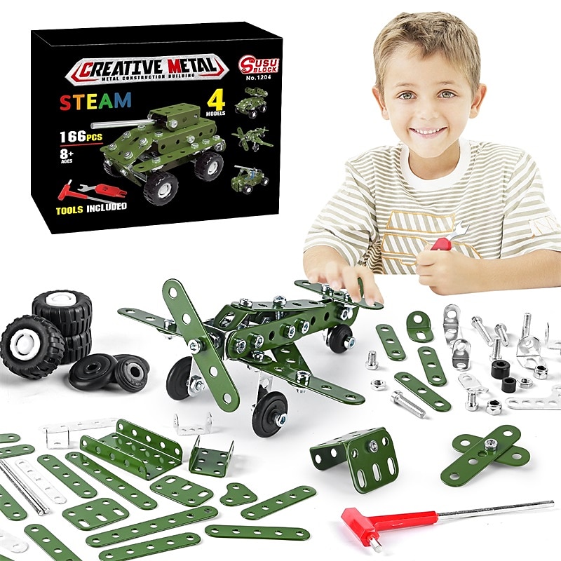 Metal Car Building Blocks Kit - Educational Learning STEM Building Blocks Toys Gifts for Kids, Engineering Construction Set for Boys & Girls Age 8 - 13 Years Up