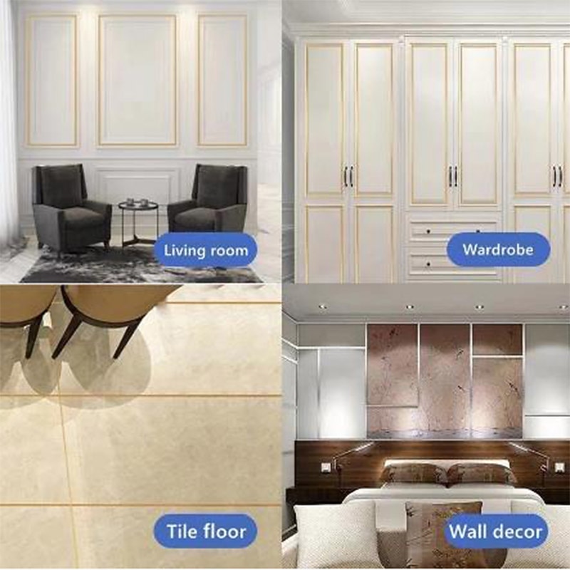 1pc Self-Adhesive Seam Sticker Ceramic Tile Seam Sticker And Hanger,Golden Tape, Home Floor Wallpaper Waterproof Tiles, Tile Gap Tiles Stickers For Floor2
